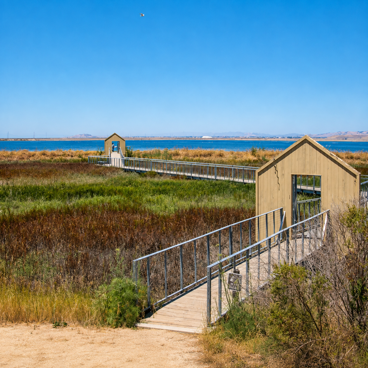 Gansos volando sobre Alviso Marina County Park