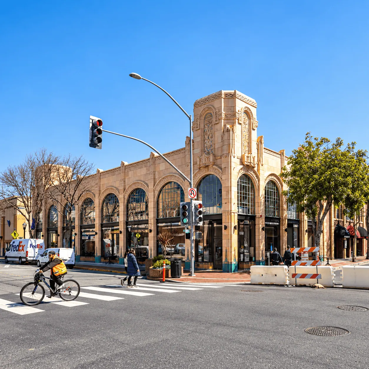 Historic tower over a busy intersection